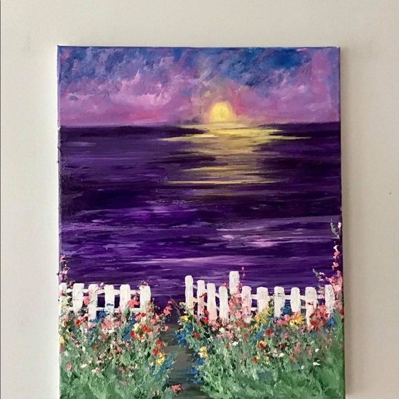 Other - 🌸💜sunset garden💜🌸 original acrylic painting